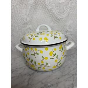 Crofton Enamel Casserole Pot with Lid Lemon spring Italian summer 8in Round